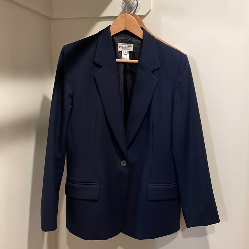 Pendleton Navy Blue Wool Blazer